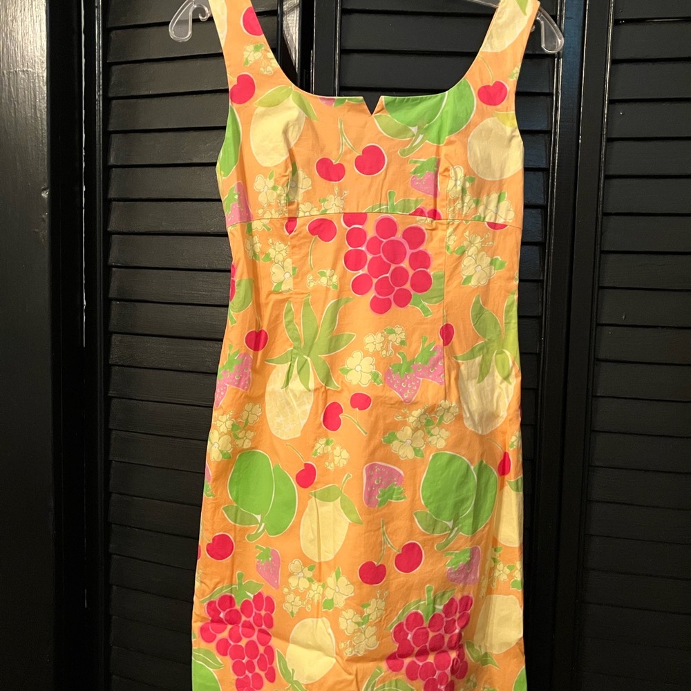 Vintage Lilly Pulitzer White Label Fruit Print Dress Size 0